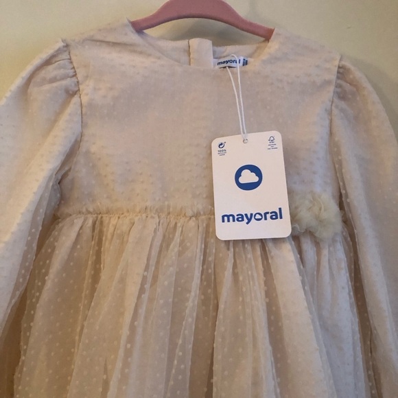 NWT - Mayoral Baby Toddler Girl Tulle Dress Cream - Picture 7 of 11